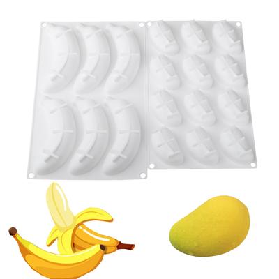 Formičky na pěnu ve tvaru ovoce Mango a banánové formičky na čokoládu, dezerty a pečení dortů