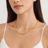 Round Gold-plated Necklace Titanium Steel Golden Hand Chain Fashion Bead Bracelet  Daily