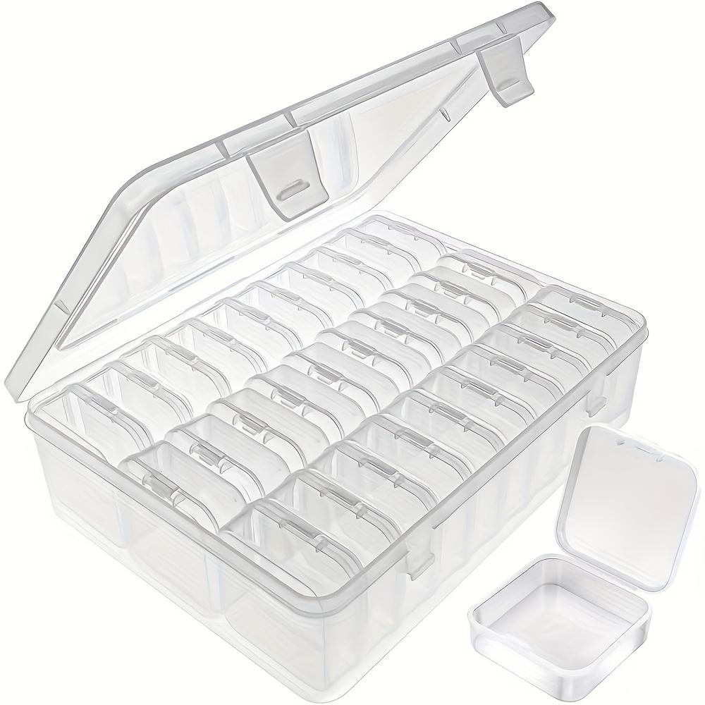 30pcs Transparent Plastic Storage Boxes for Beads, Jewelry & Crafts - Durable Organizer with Snap Closure, Removable Trays, Rectangular Shape