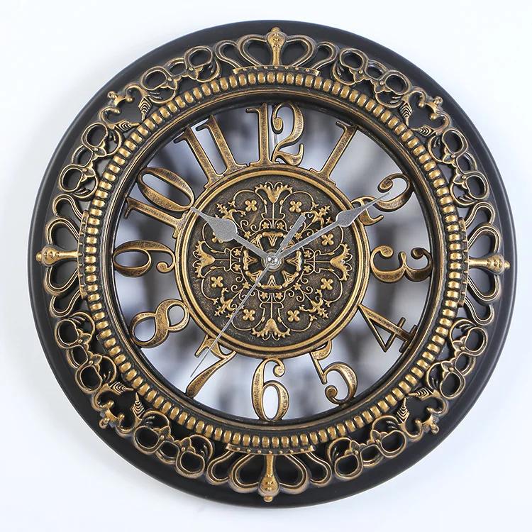 12 Inch European Creative Round Clock Retro Wall Clock Modern Design Clock Kitchen Bedroom Office Silent Decorative Quartz Clock
