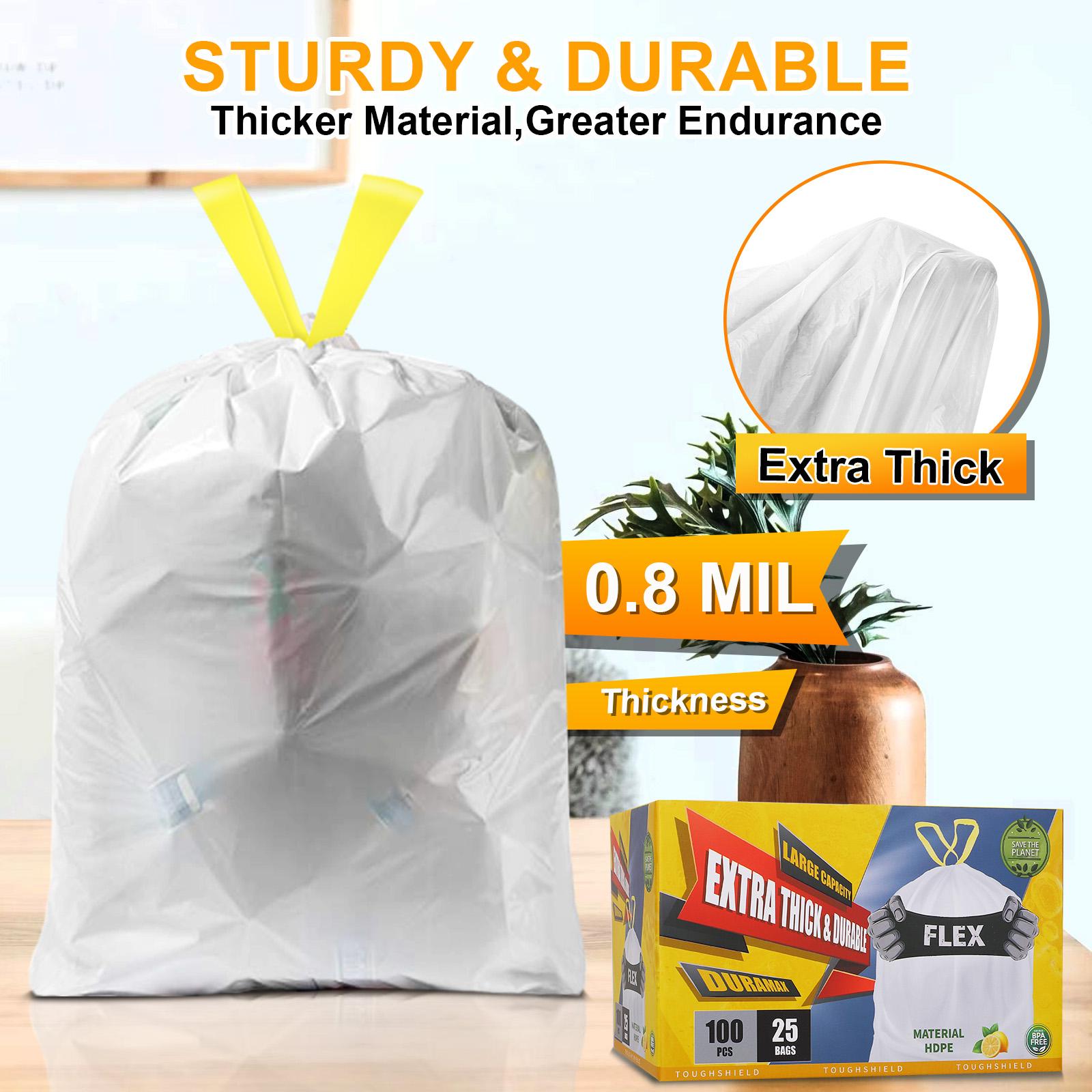 

MILONG 100PCS Household Portable Trash Drawstring Bags 13 Gallon Strong Large Cat Litter Waste Bags for Party Kitchen 100pcs