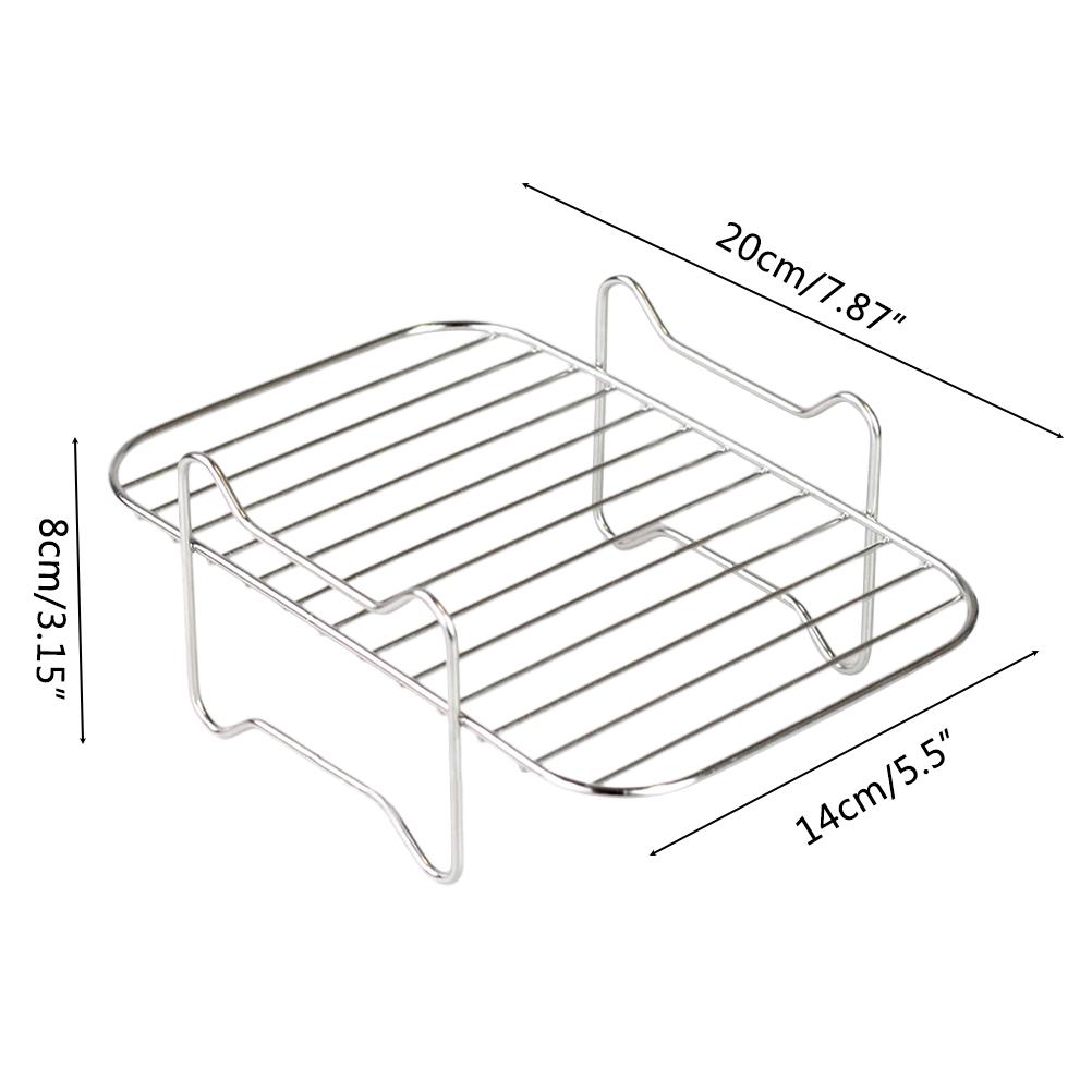 2 st Air Fryer-ställ 304 Rostfritt stål Dehydratorställ med 4 Grillspett för 8QT Dubbelkorg