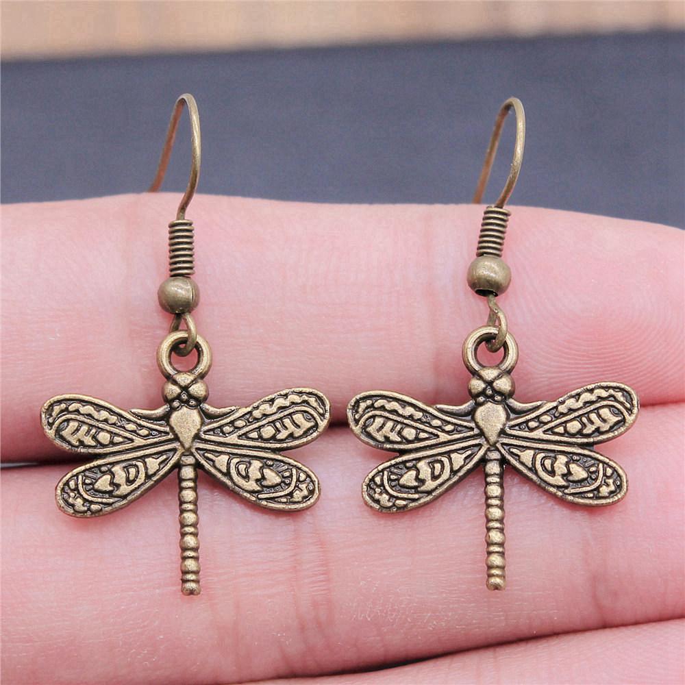 Hängeohrring Libelle Schmetterling Vintage Schmuckzubehör Ohrringgröße 18x19mm QE009