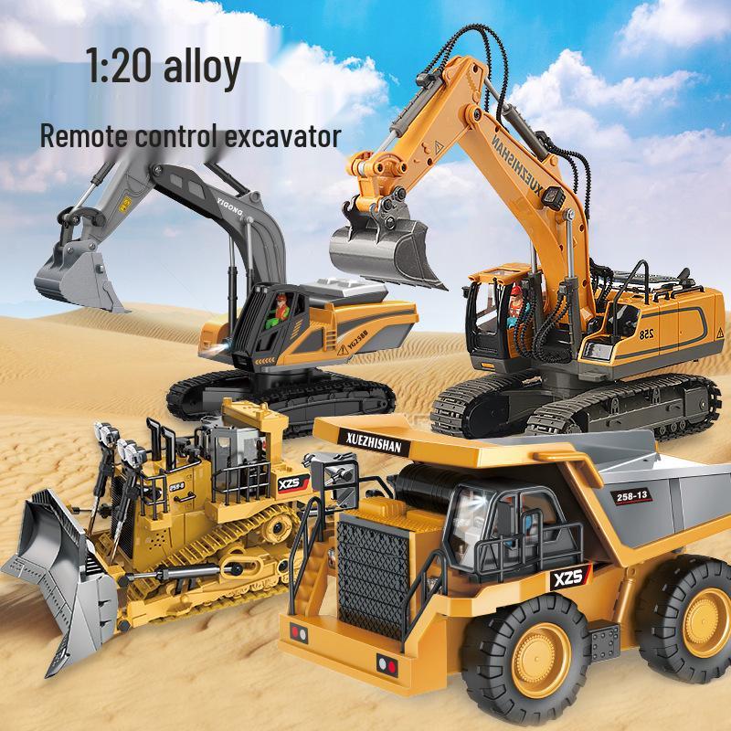 Kids' 2.4G RC Alloy Excavator Toy Bulldozer Model