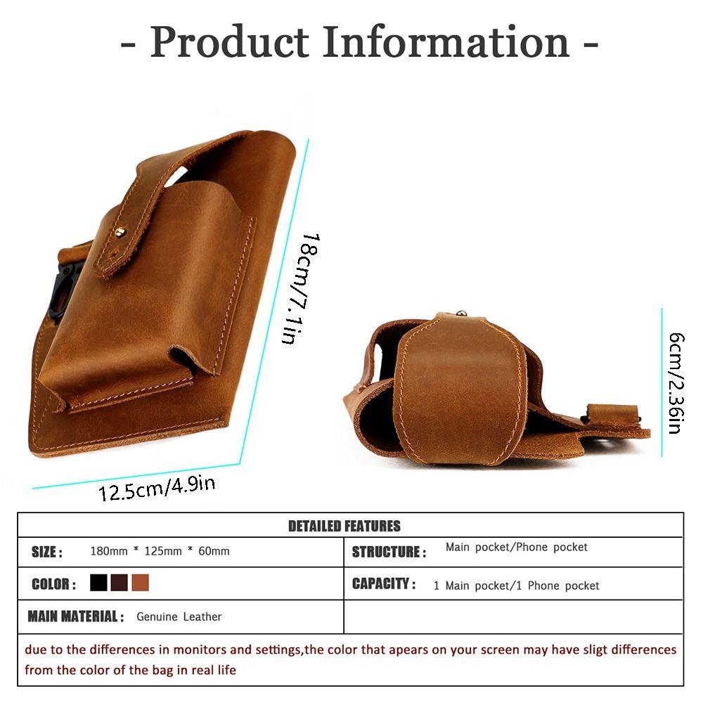 Portable Leather Phone Bag Cowhide Leather Cell Phone Pouch Durable Phone Belt Holder  Walking