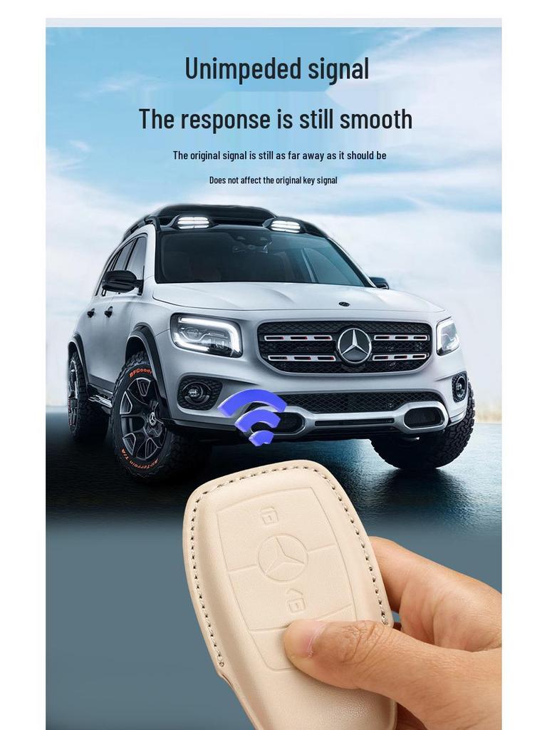 Genuine Leather Key Cover for Mercedes C260L, GLA, GLC300L, GLE, E300L, A200L, and GLB