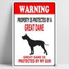 Warning Beware of Great Dane Funny Metal Sign Decoration TIN