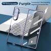 Magnetic Clear Transparent PC+TPU Phone Case for Galaxy Z Fold 7/6/5/4 with Glass Film Protector Shockproof Back Cover