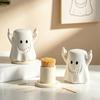 Middle Finger Ghost Toothpick Box, Halloween Ghost Toothpick Holder Dispenser, Dental Floss Swabs Toothpick Container for Kitchen Countertop