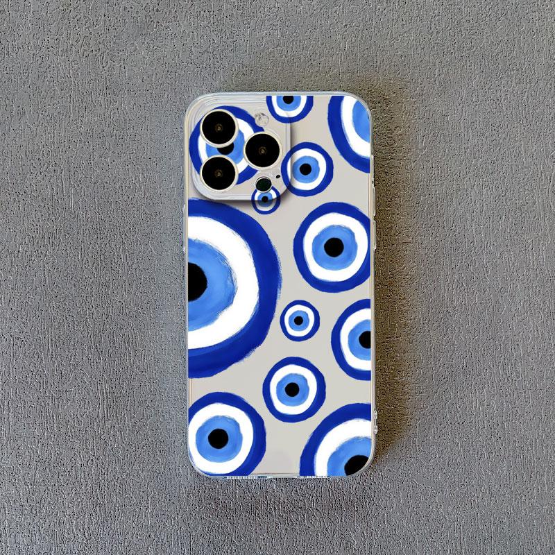 Gorgeous Eyes Blue Evil Eye Print Phone Case For IPhone 14 Plus Pro Max 12 13 11 Pro Max Mini X XR XS Transparent Back Covers