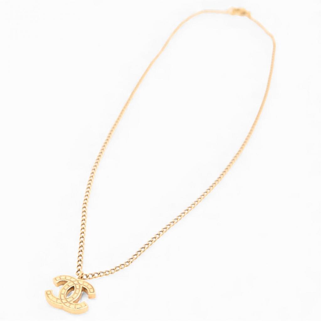 Auth CHANEL Coco Mark Necklace Pendant Gold Ch4640gh Used