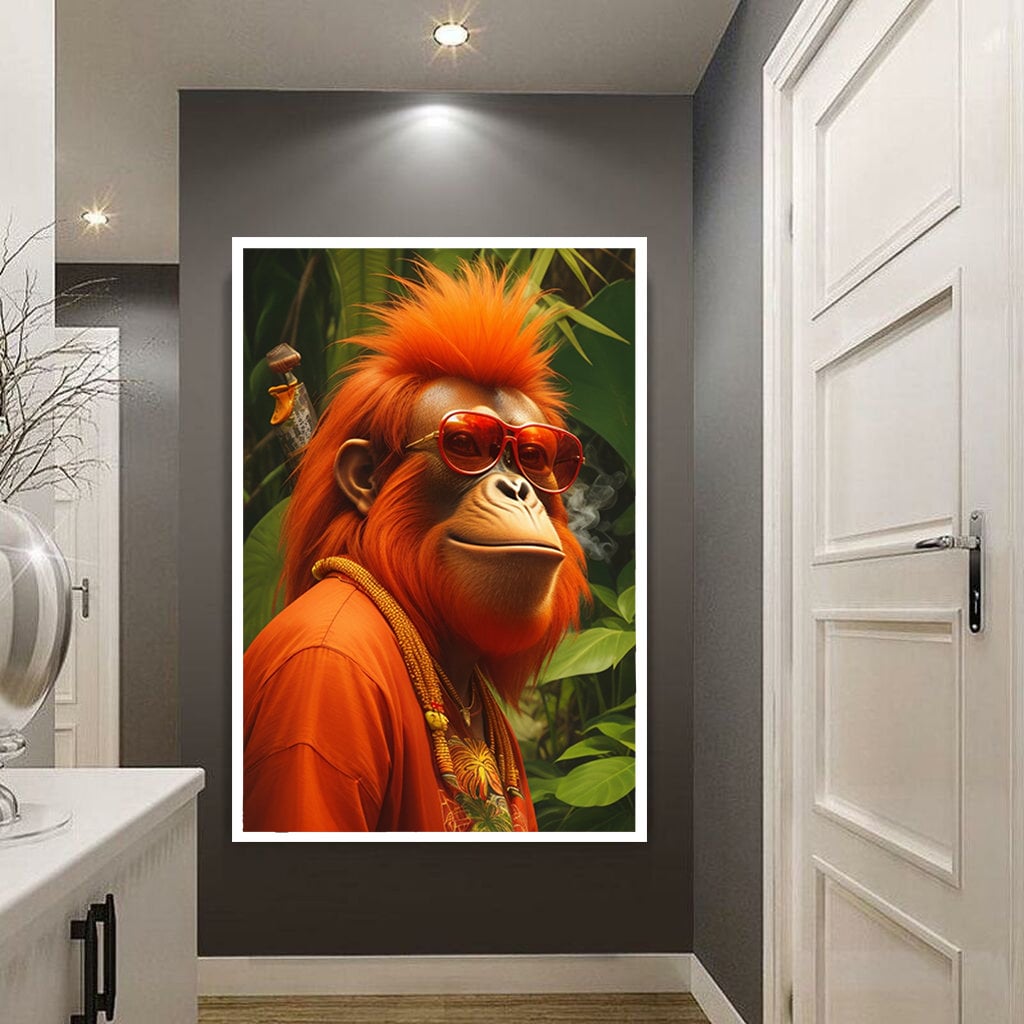 Gorilla Canvas Print, Gorilla with Eyes, Animal Art In Dress, Animal Portrait, Different Animal Decors, Ready To Hang Canvas No Frame