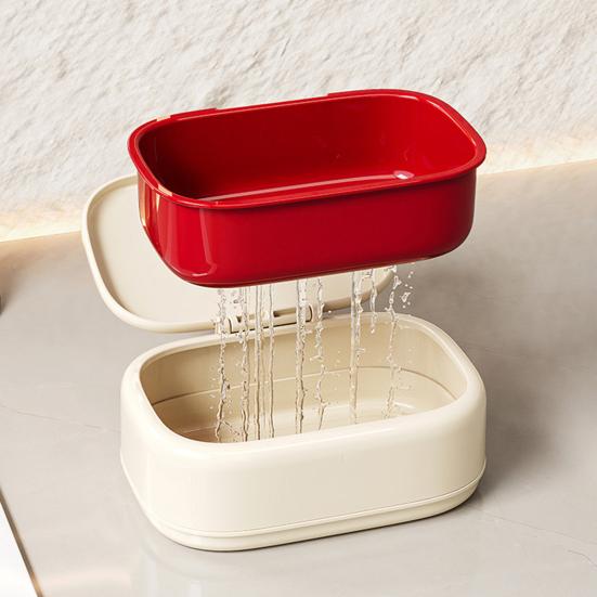 Red Bow Soap Dish Travel Soap Case with Draining Holes Soap Bar Holder Keeps Soap Dry And Hygienic for Bathroom Sink Camping