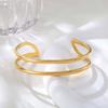 Vnox Minimalist Stainless Steel Double Cuff Bracelet, Geometric Aesthetics Gold Plated Bangles, Women's Hand Arm Jewelry Gifts