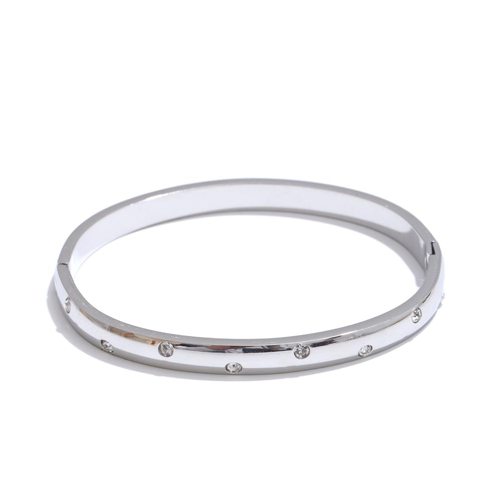 Yhpup Stainless Steel Cubic Zirconia Fashion Bracelet Bangle Gold Silver Color Waterproof High Quality PVD Jewelry for Women