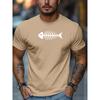 Creative minimalist fish bone pattern Print Versatile T-Shirt Fashionable Comfortable Breathable Soft Casual Sports Short Sleeve Cotton T-shirt