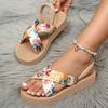 Women's Bohemian Satin Strap Platform Beach Slippers