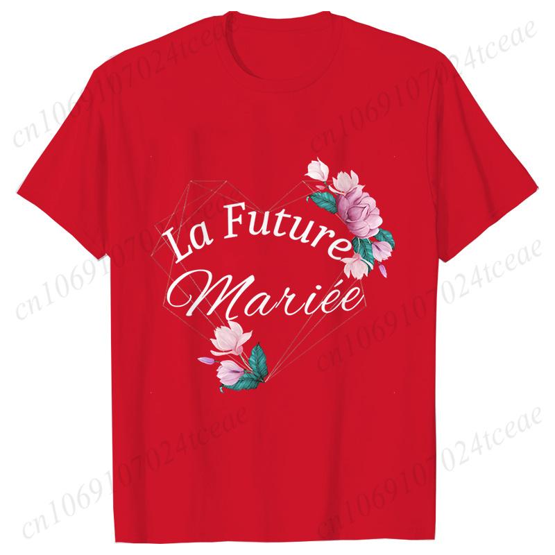 French Team Bride Squad T-shirt Flower Graphic Bridal Shower Wedding Tops Women Bachelorette EVJF Party Blouses Bridesmaid Tees