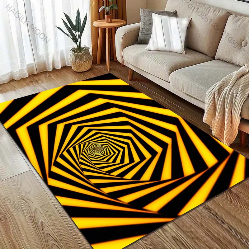 3D Optical Illusion Printing Carpet for Living Room Bedroom Sofa Doormat Home Decor Area Rugged Non-slip Floor Mat Large Size