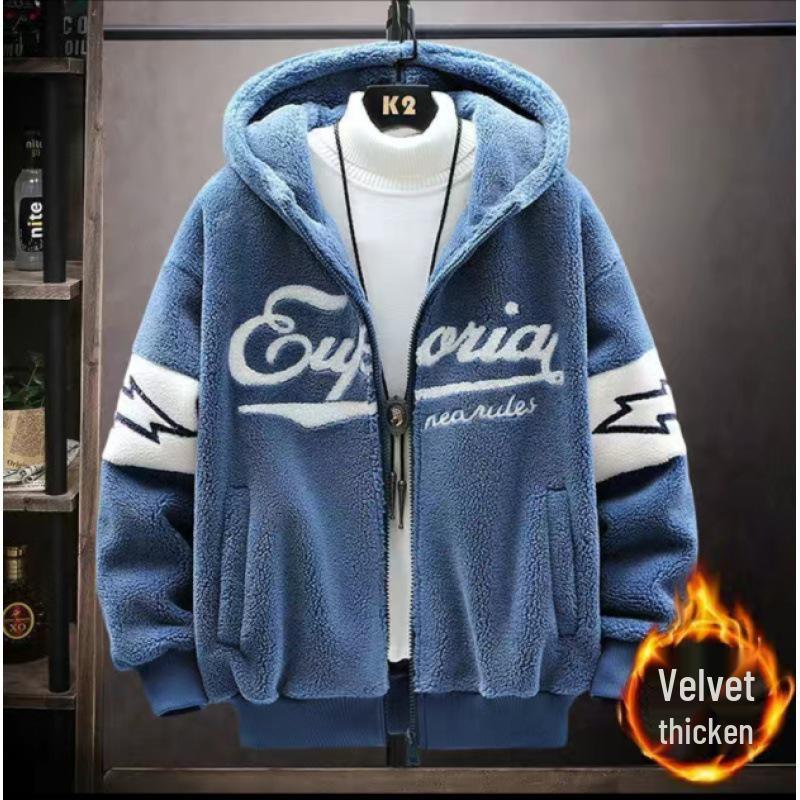 Men s Winter Thick Lambswool Coat - Korean Street Style, Loose Fit, Couples  Trend, Warm Cotton Jacket XL