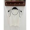 European Gold Embroidered Knit Vest – Slim Fit, Round Neck, Contrast Edge.