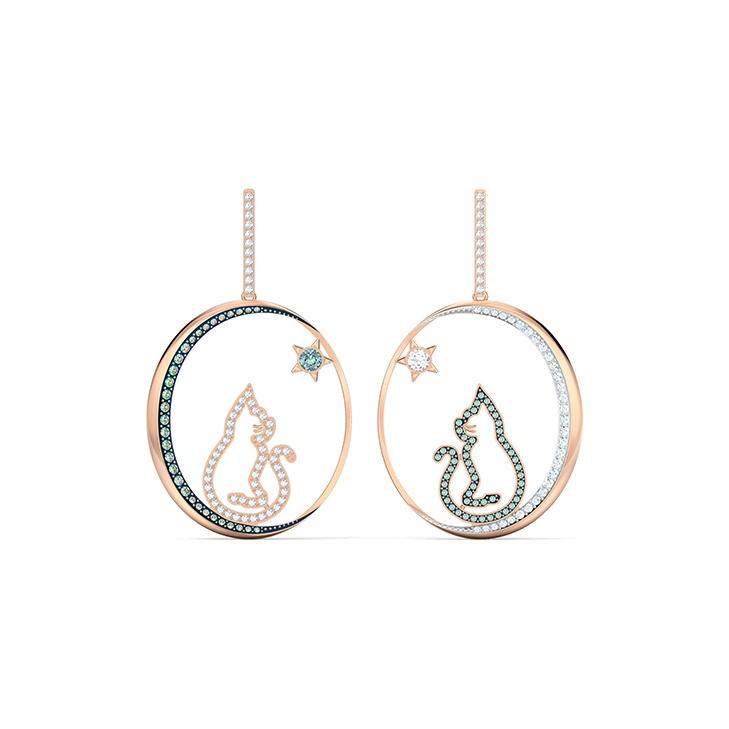 Swarovski Cattitude Moonlight Cat Earrings Women earrings Purple 5566724 Purple