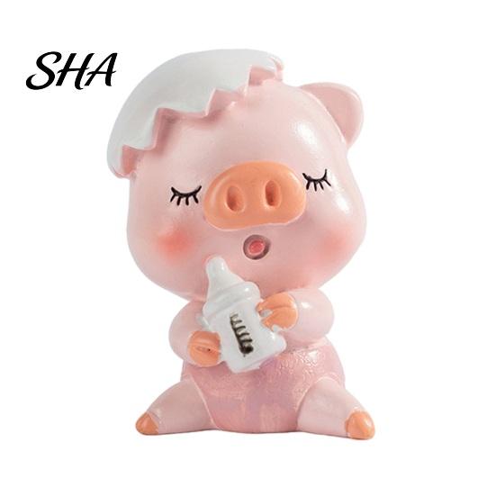 Unique Cake Decorations for First Birthdays Eggshell Piglet Toppers, Cute Resin Baby Pig Figurines Birthday Smooth Shelf Display Party Decorations, розовый