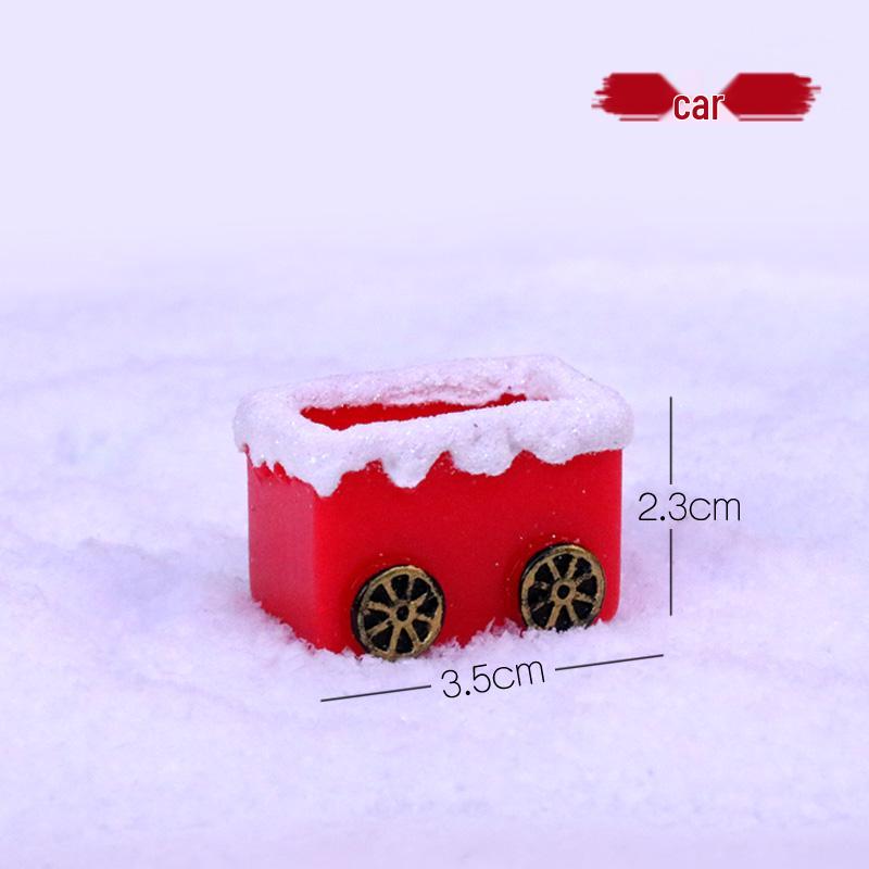 Handmade Mini Sleigh with Santa Claus Christmas Ornaments for Cake and Micro Landscape Decor