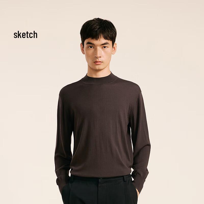 CROQUIS Men's 2024 Autumn Slim Fit Mock Neck Long Sleeve Wool Sweater