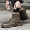 Men's Autumn Casual Big Head Leather High-Top Retro Work Boots - Fashion Motorcycle Boots