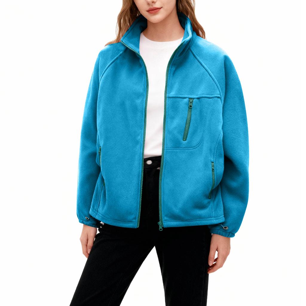 Women's Fashionable Casual Plus Size Long Sleeve Thickened And Fleece Line Stand Up Collar Coat