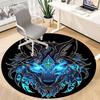 1pc Wolf Head Chair Carpet for Office, Round Non-Slip Durable Large Size Office Carpet, Suitable for Office, Beautiful Decoration