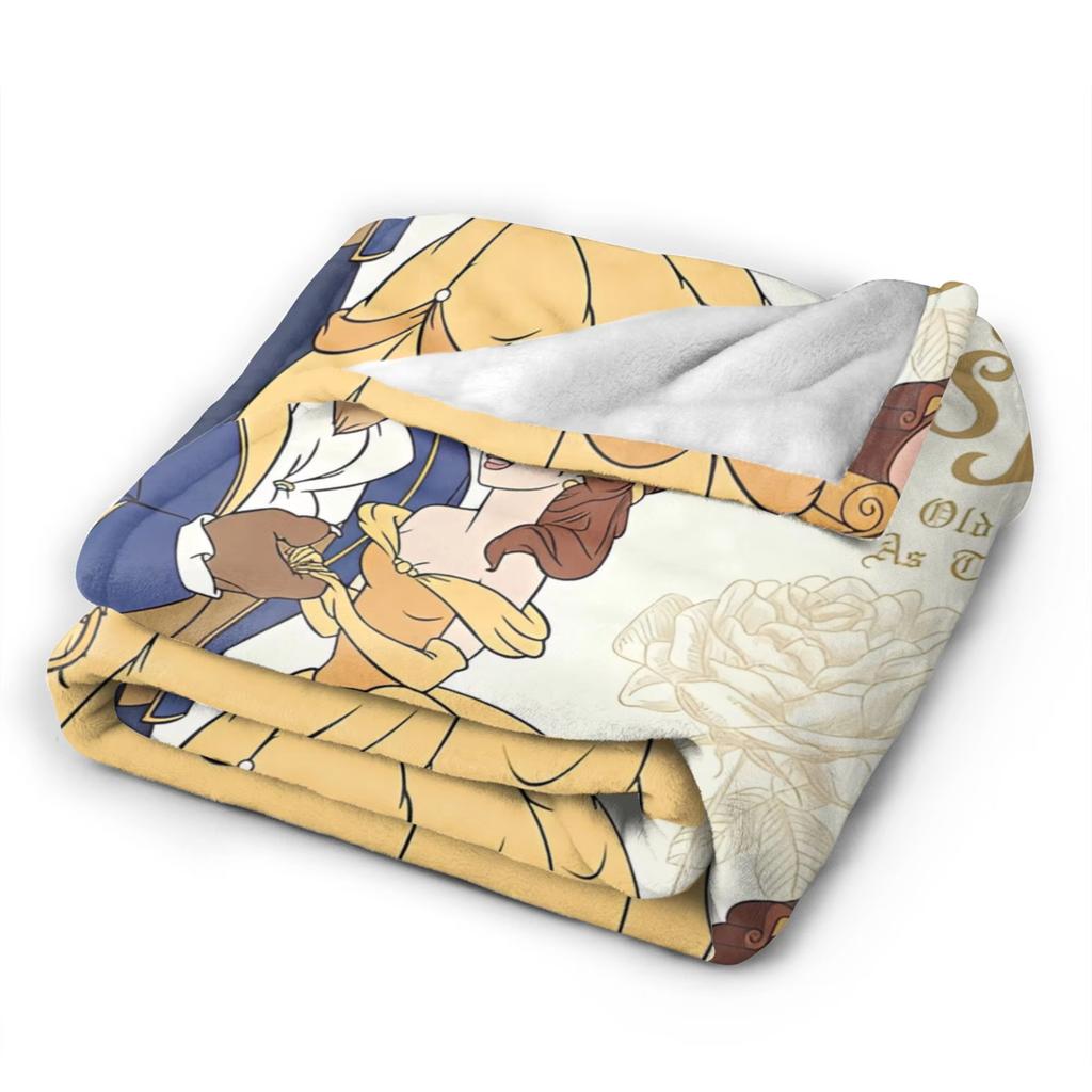 Beauty And The Beast Blanket Single Sided 2DPrint Soft Fluffy Warm Cozy Lightweight Blanket Bedroom Living Room Sofa Travel Gift
