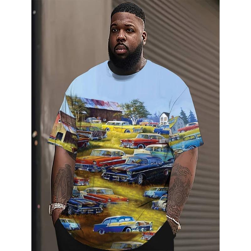 Summer Round Neck 3D Cool Print Top Fashionable Casual Short Sleeved Men's T-shirts