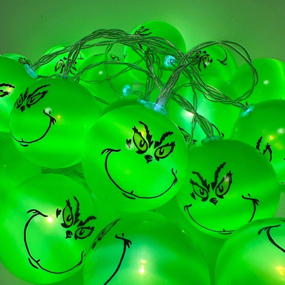 

2025 10 светодиодов Забавные зеленые шары Огни Украшение на Хэллоуин Вечеринка Гирлянды Сделай сам Украшение для рождественской елки Свет Праздничные принадлежности 1.5m 10Ball USB