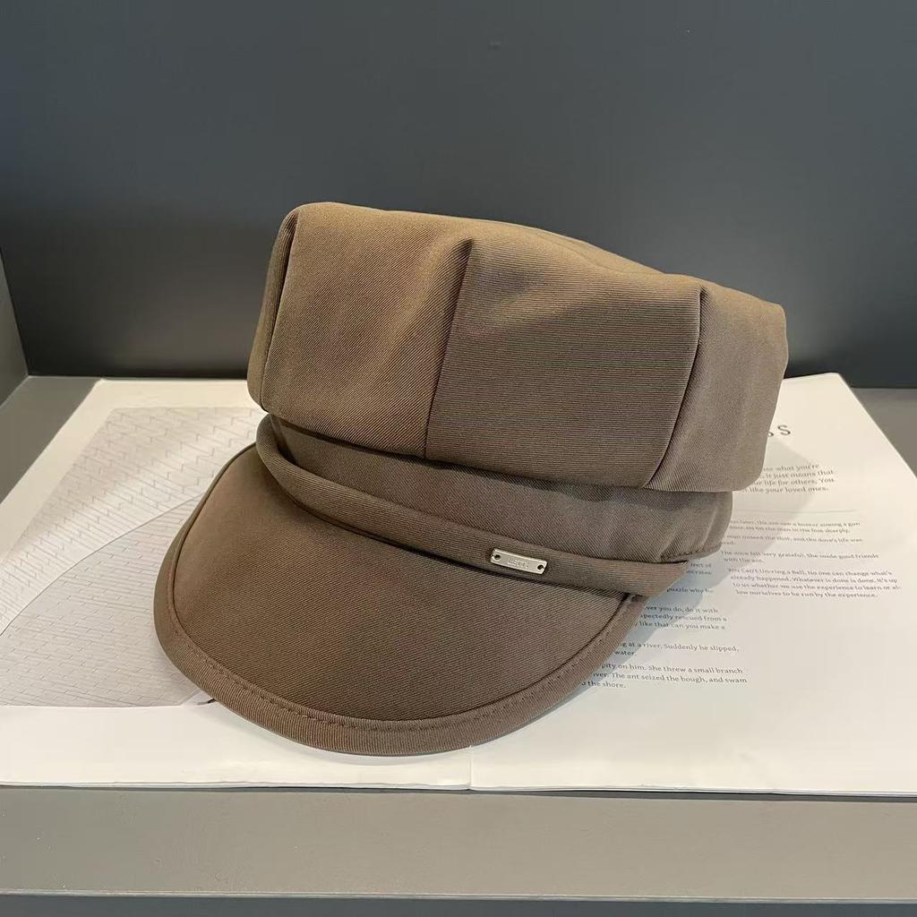 Xiaoxiang Style Patterned Equestrian Hat for Women Warm for Autumn and Winter  Simple Solid Color Octagonal Hat  Fashionable Newsboy Hat Trend