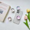 Creative Glass Circular Small Heart Personalized English Mobile Phone Airbag Desktop Stand Adhesive Retractable Ins Style