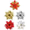 12Pcs Christmas Poinsettia Artificial Poinsettia Multi-Function Christmas Tree Flowers Ornaments for Holiday Party Festival