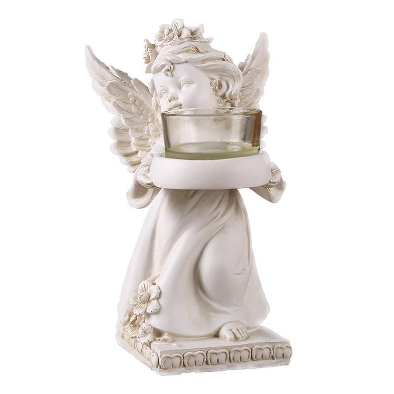 European Angel Candle Holder Resin Sculpture For Housewarming Party Gift Decor
