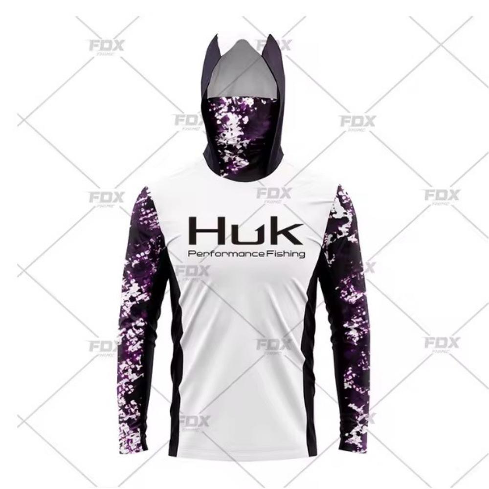 Tuta da pesca HUK integrata con maschera con cappuccio per sport all'aperto transfrontaliera, leggera e sottile, protezione solare, manica lunga, tuta da pesca Luya