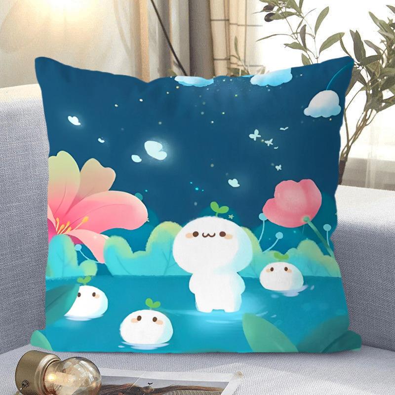 

Новый стиль длинная подушка-пельмень с милым выражением лица и квадратная подушка в качестве подарка на день для лучших друзей linen-45x45cm double-sided [without pillow core]