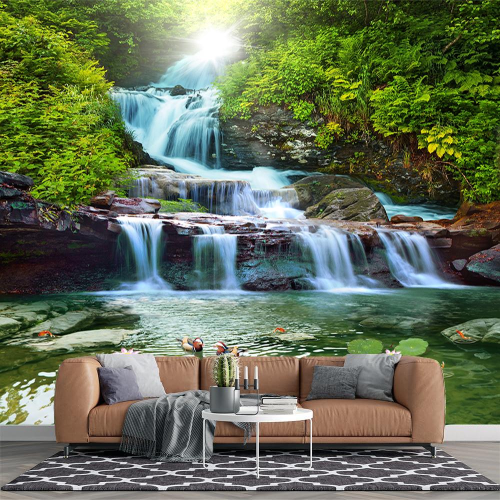 

Waterfall 3d Mural Nature Landscape Wallpaper Modern Living Room Bedroom Background Wall Waterfall Wallpaper 200 cm(W) x 140 cm(H)