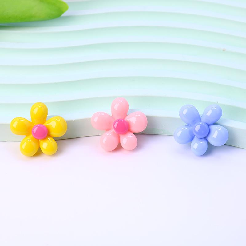 Glossy Pink Five-Petal Flower Resin Hair Clips & DIY Accessories