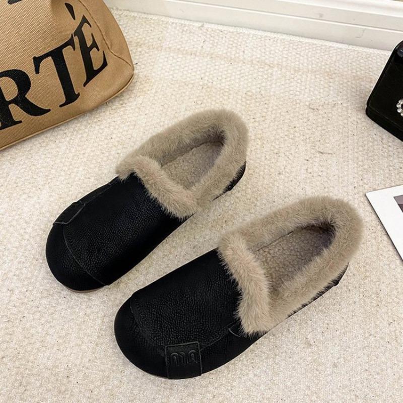 Fleece warm flat-bottomed cotton shoes for women's new winter wear non-slip low-heeled soft-soled warm cotton shoes