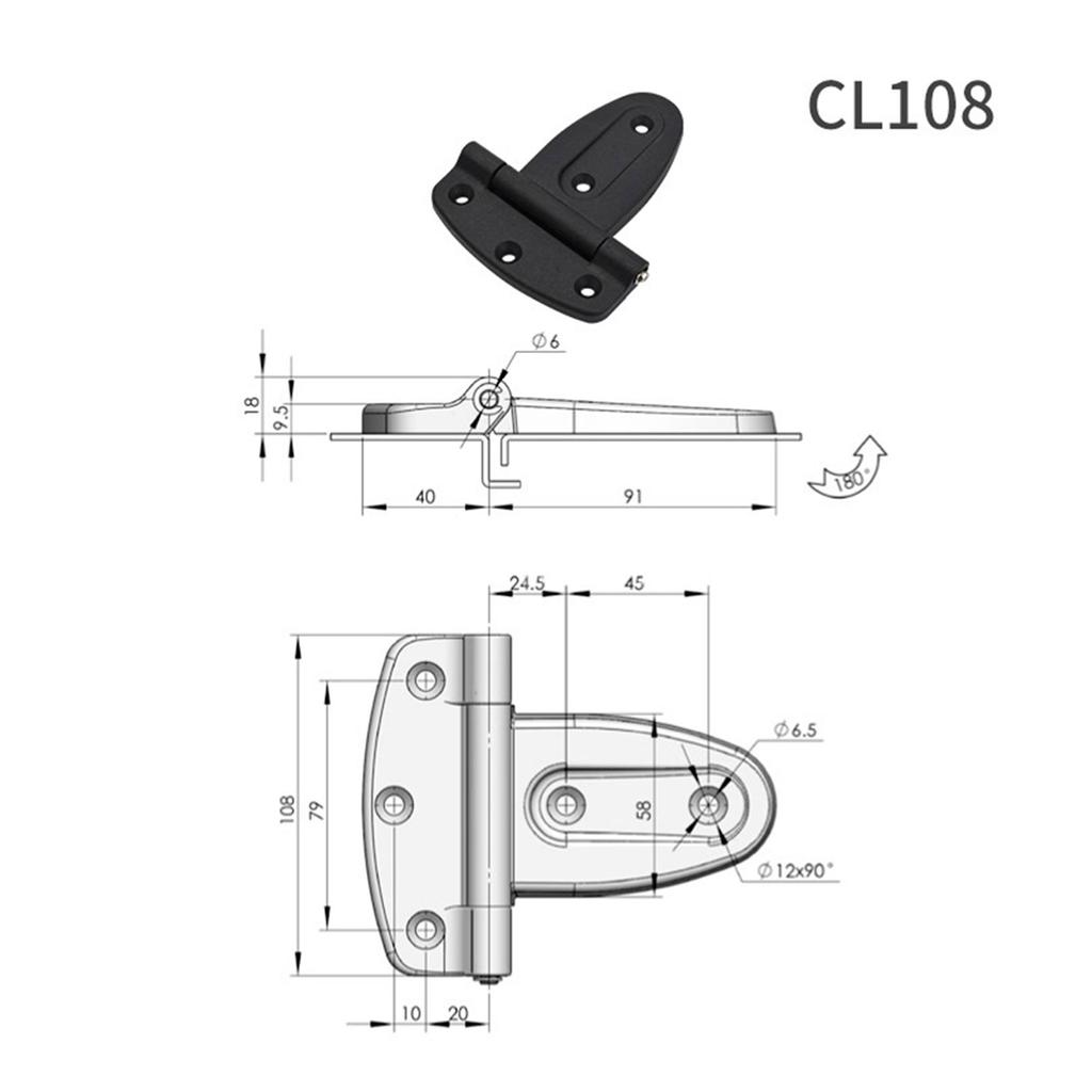 Plastic T-Strap Shed Hinge Heavy Duty Gate Strap Hinge Barn Door Hinges Vintage Style Hardware Rustproof Black