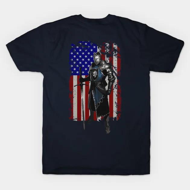 Warrior of God. America Crusader Stars and Stripes Templar T-Shirt. Summer Cotton Short Sleeve O-Neck Mens T Shirt New S-3XL