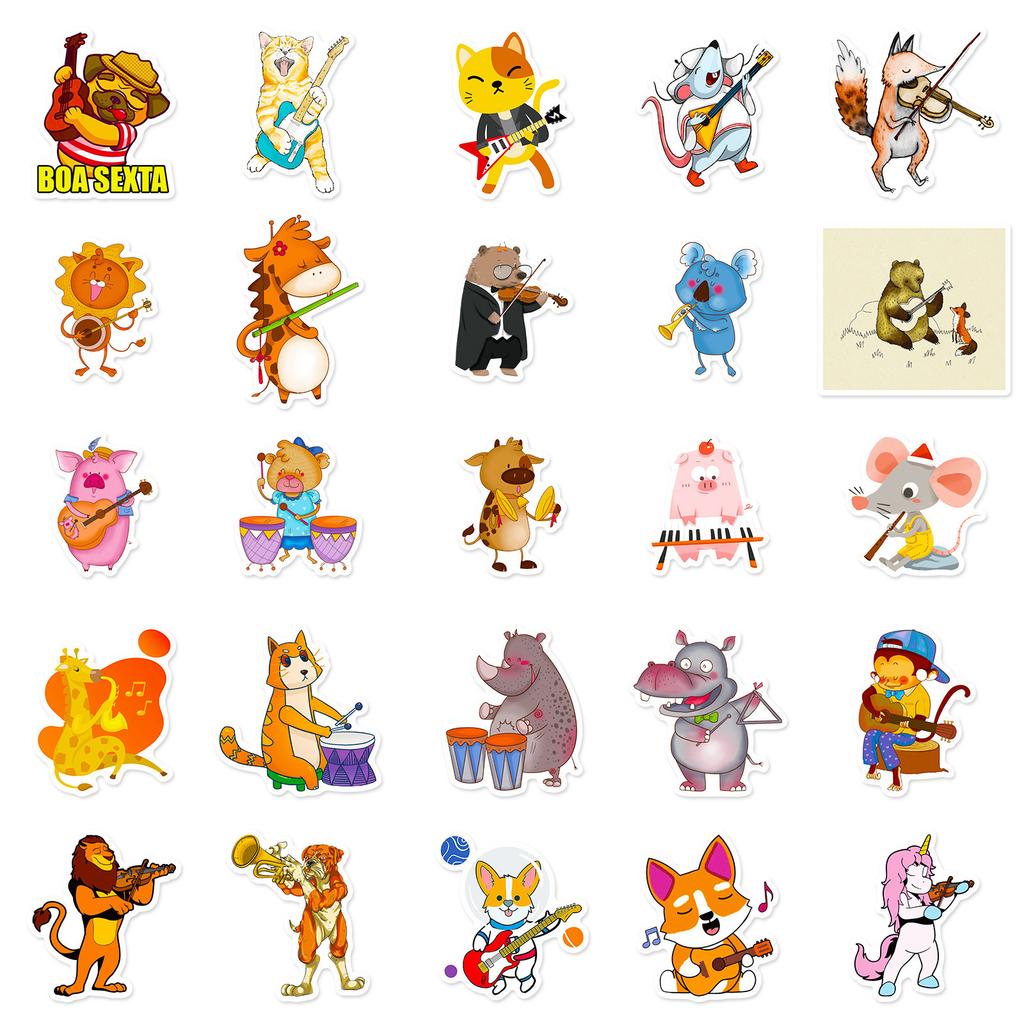 50 Tier-Konzert-Sticker Selbstklebende Cartoon-Tiere Kindergarten Belohnungs-Sticker