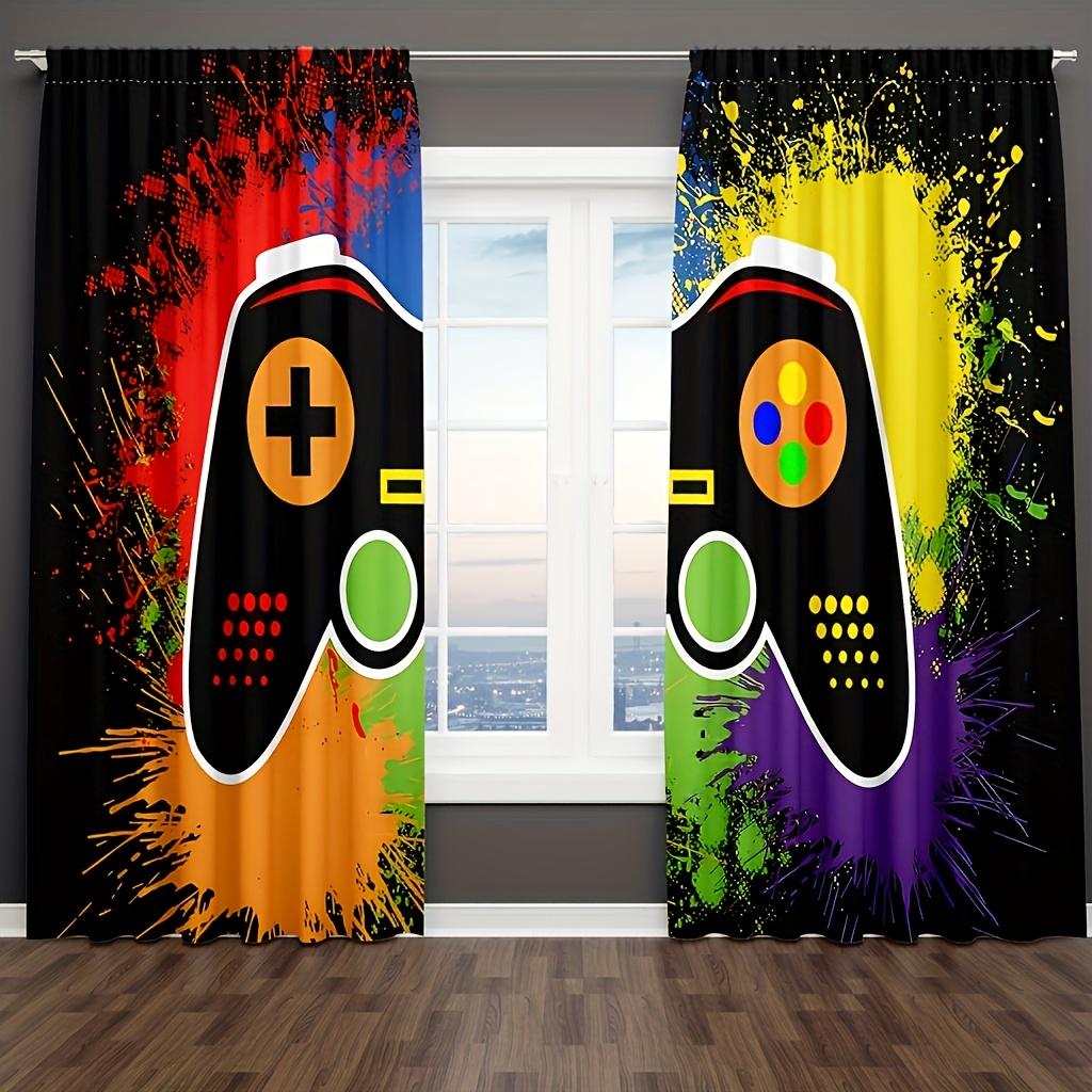 2pcs Cartoon Game Controller Curtains Men Video Gamepad Curtains For Living Room, Bedroom, Office, Kitchen, Study Home Decor