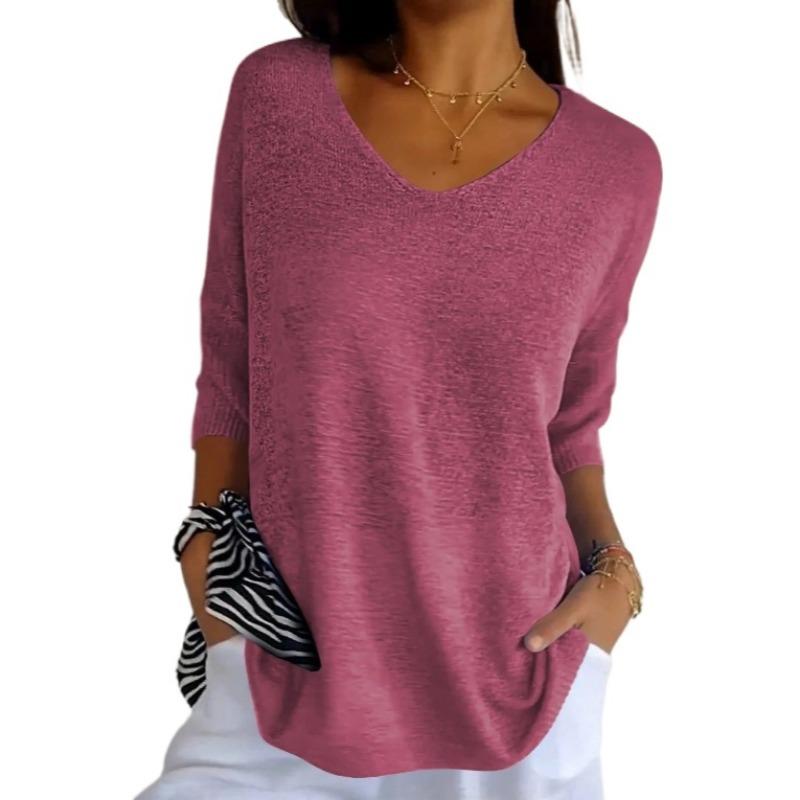 IHUASU Женский трикотажный повседневный свитер разноцветный узкий с V-образным вырезом — фото 8