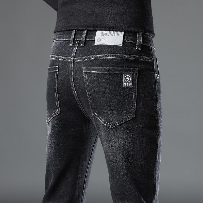 Новые осенне-зимние модные джинсы прямые тонкие брендовые сто эластичные мужские — фото 5